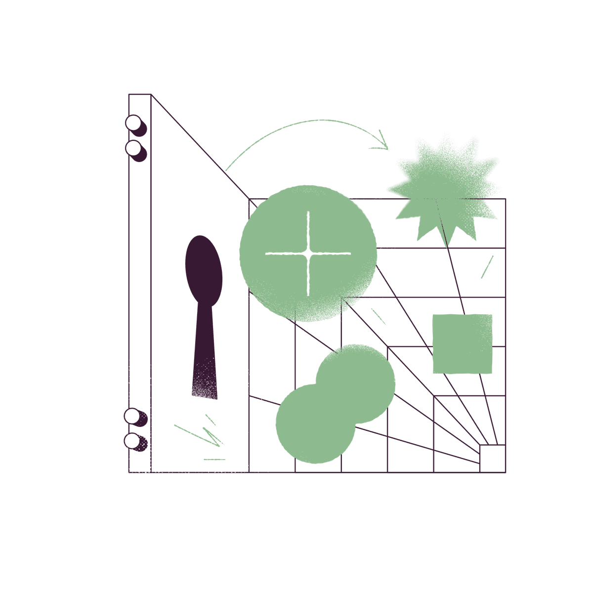 Zapier brand illustration of a keyhole and a protected grid